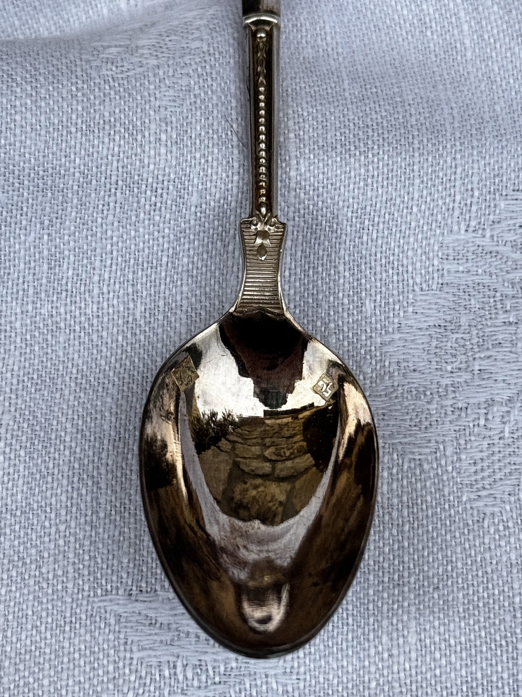 Sada 6 starožitných postříbřených lžiček s kazetou