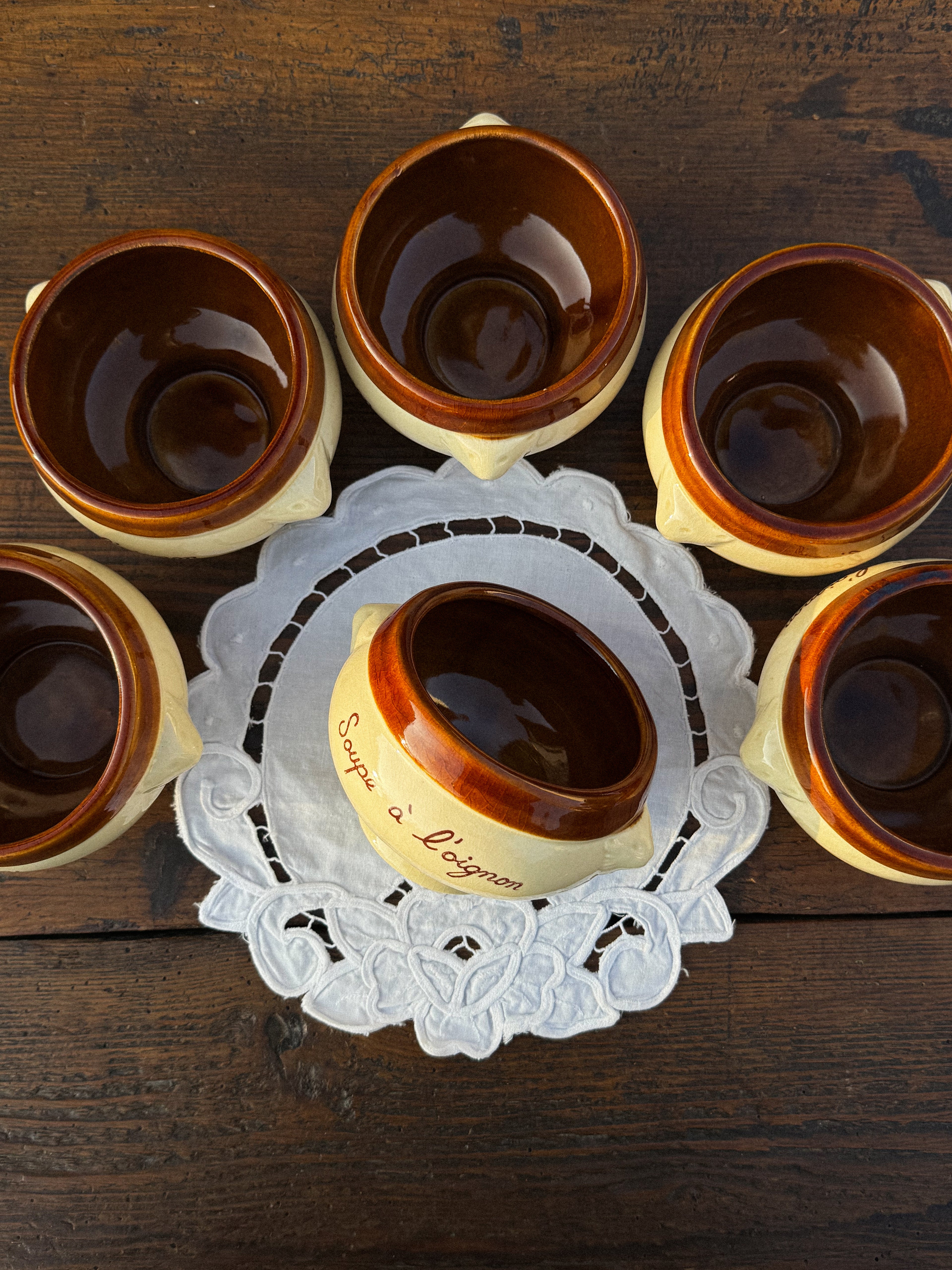 Sada 6 francouzských misek na cibulačku "Soupe à l'oignon"