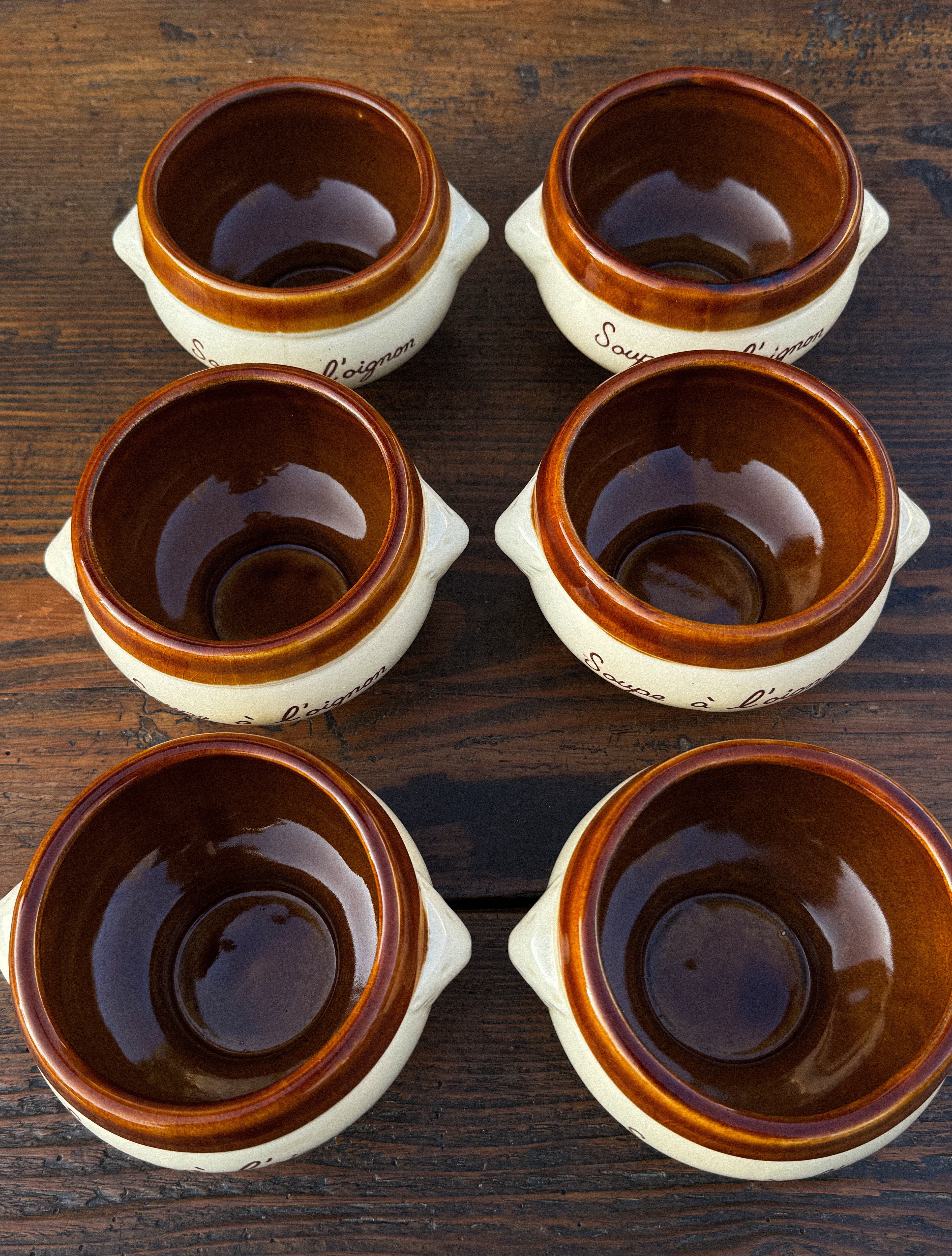 Sada 6 francouzských misek na cibulačku "Soupe à l'oignon"