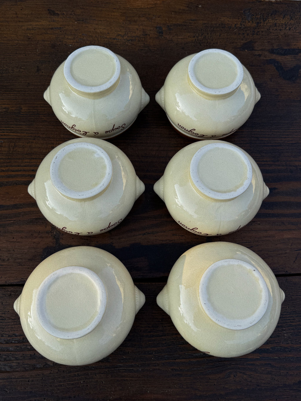 Sada 6 francouzských misek na cibulačku "Soupe à l'oignon"