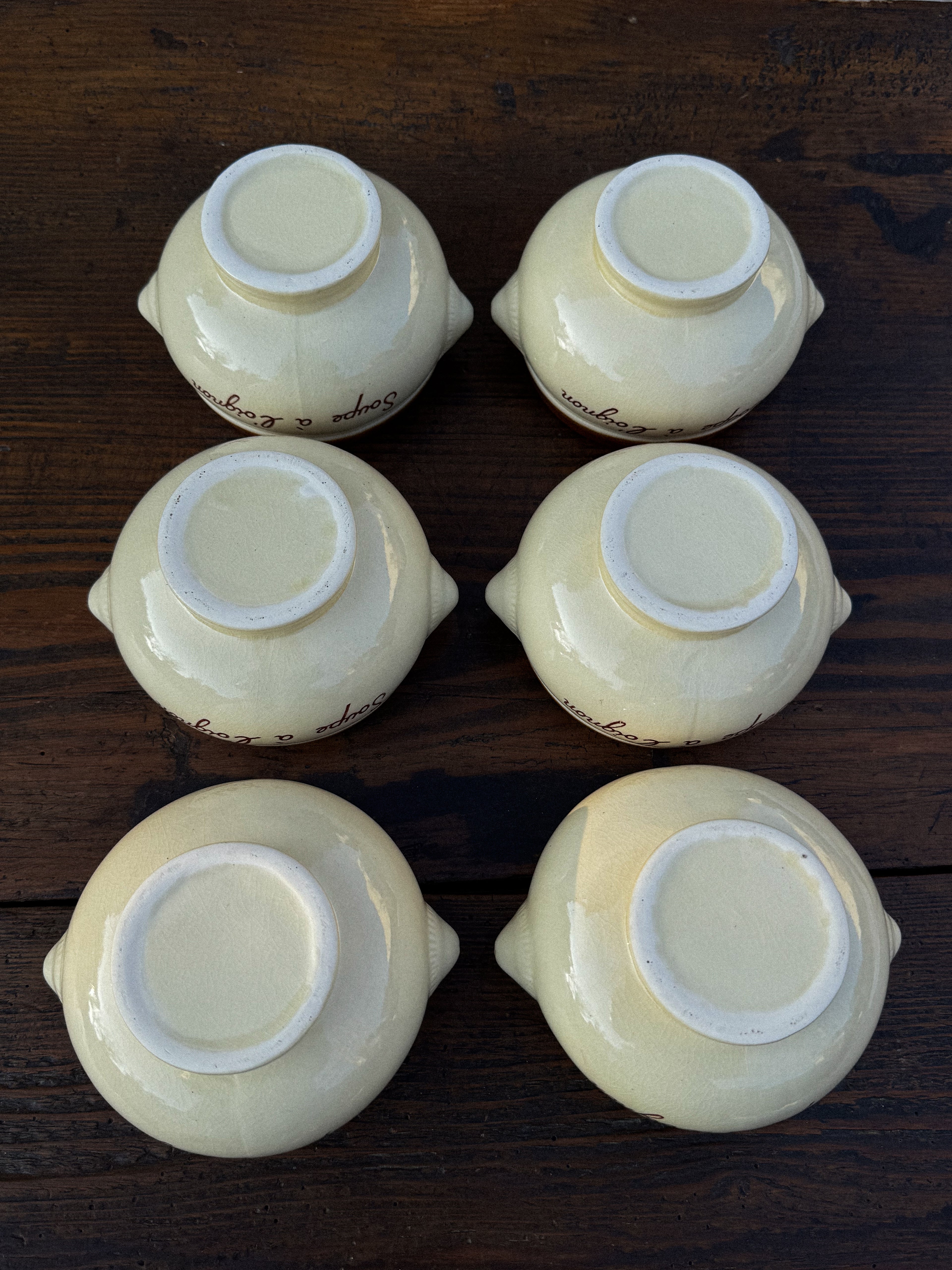 Sada 6 francouzských misek na cibulačku "Soupe à l'oignon"