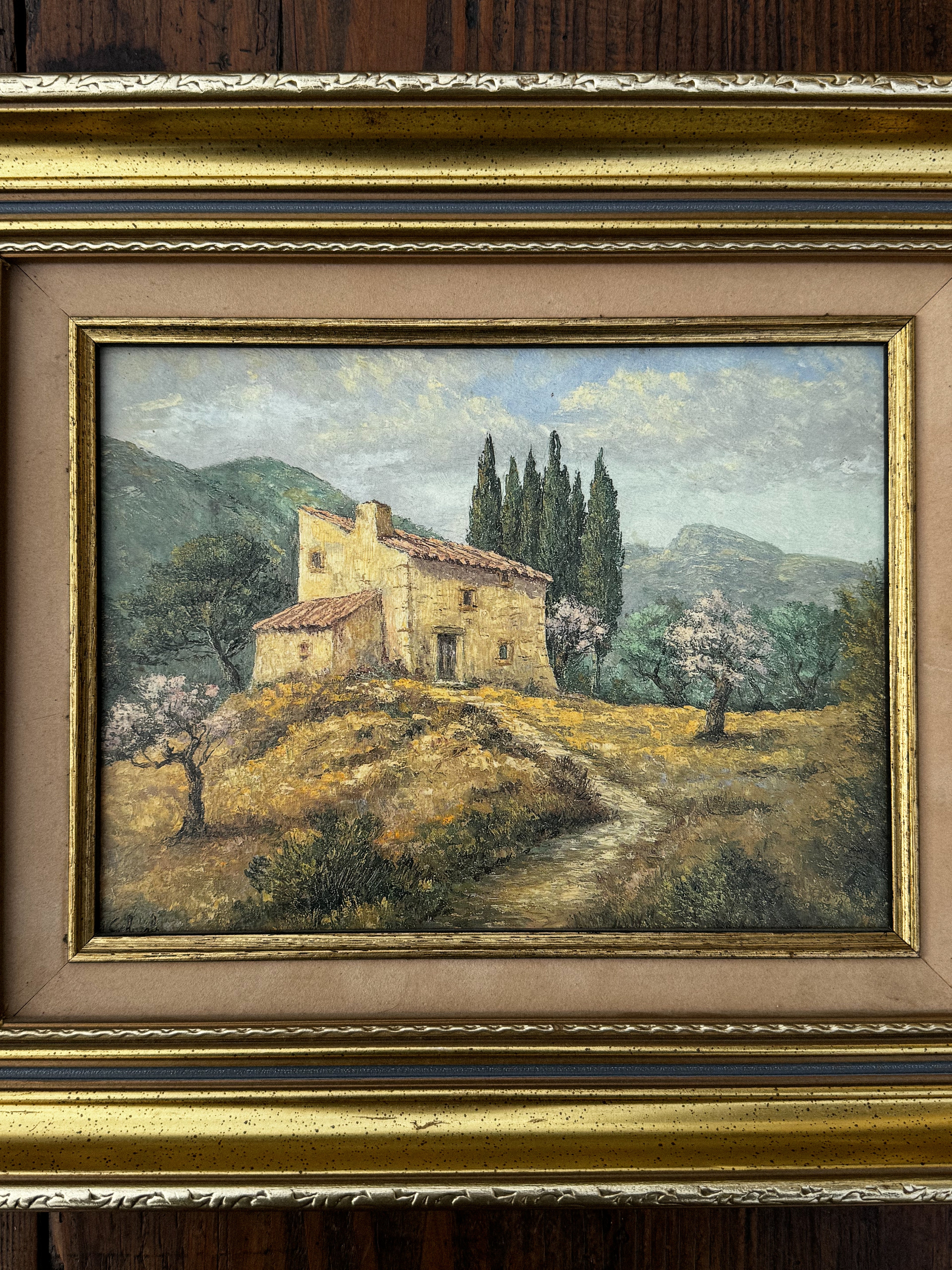 Obraz provensálského statku v rámu
