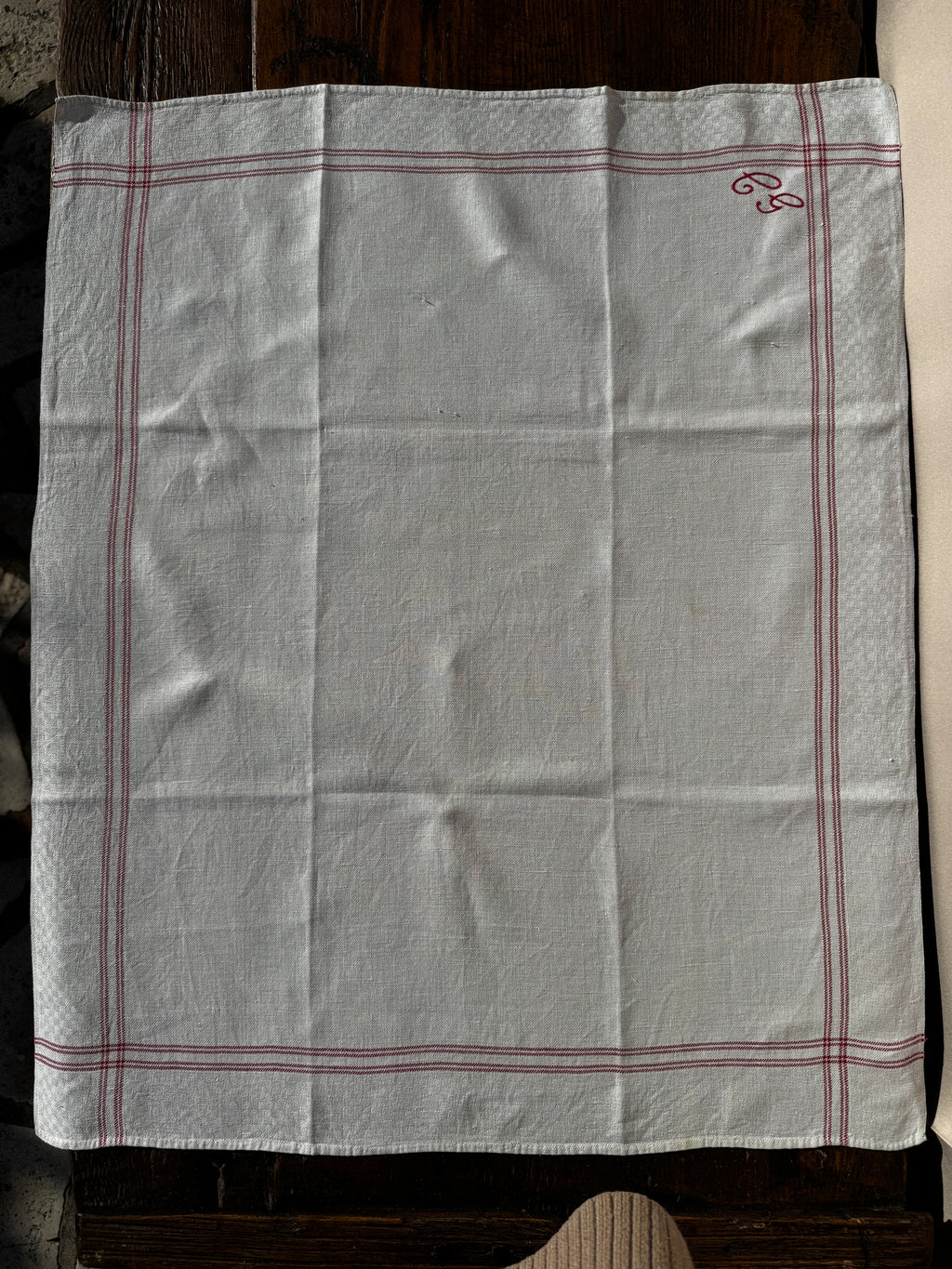 Stará lněná utěrka s monogramem