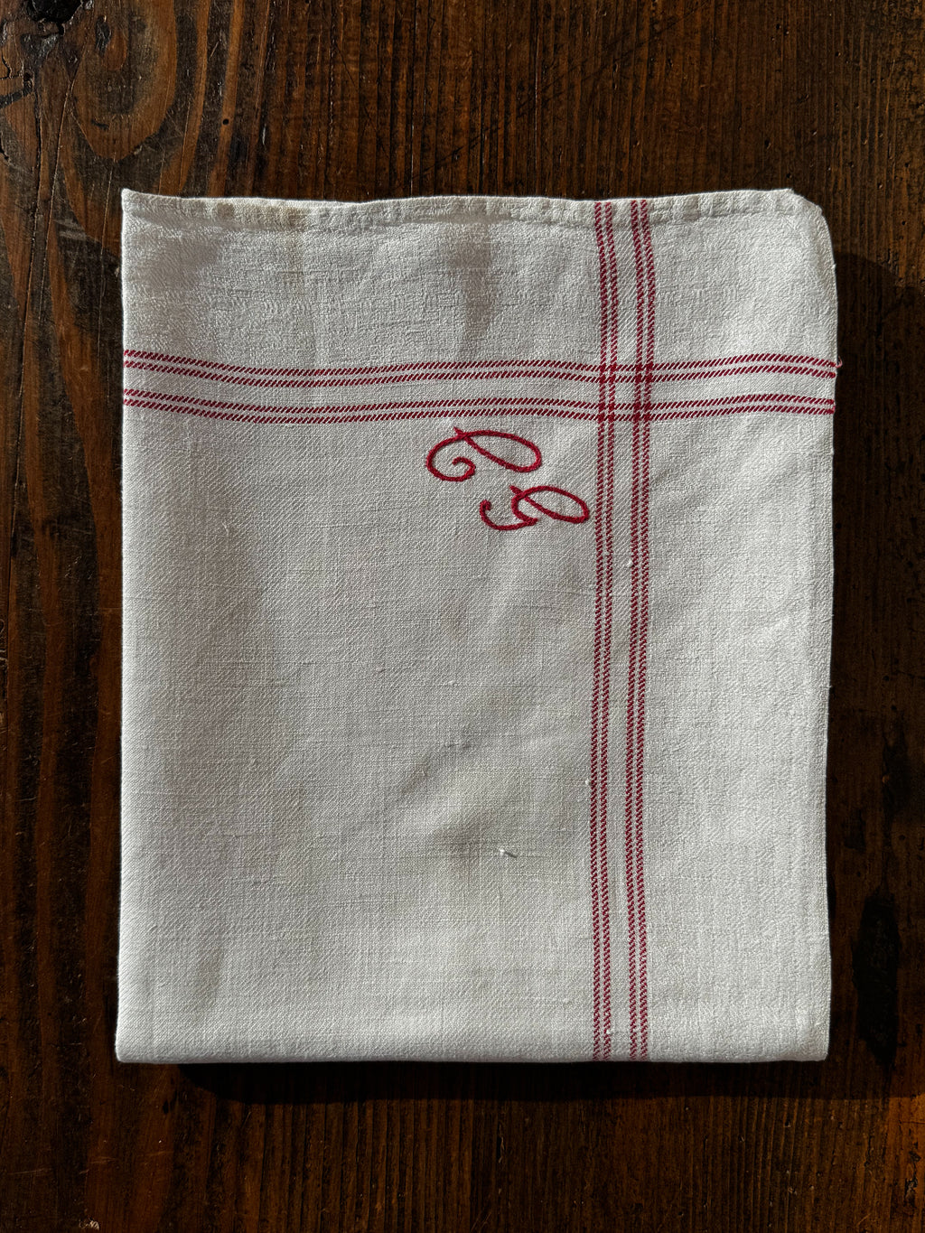 Stará lněná utěrka s monogramem