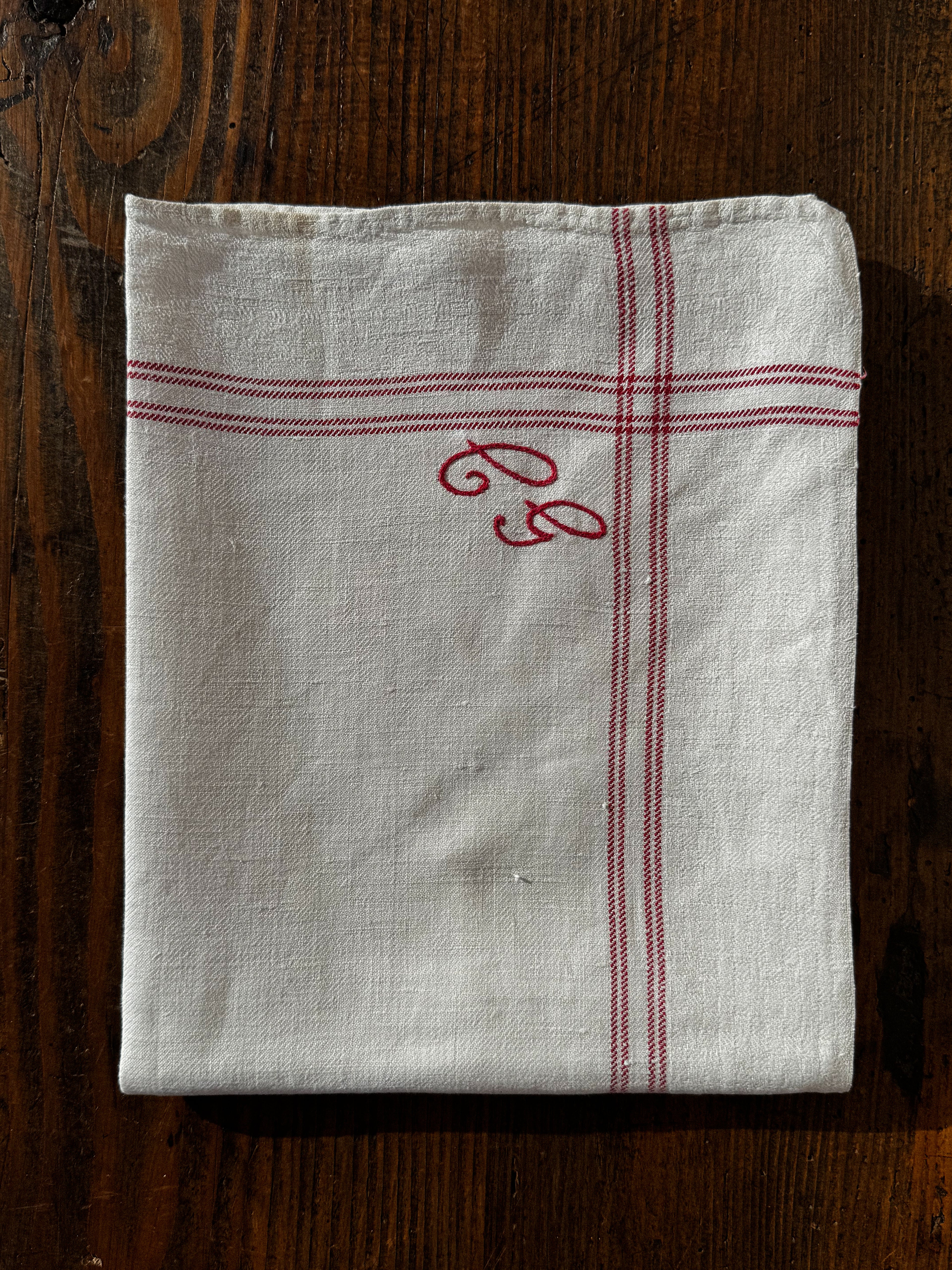Stará lněná utěrka s monogramem