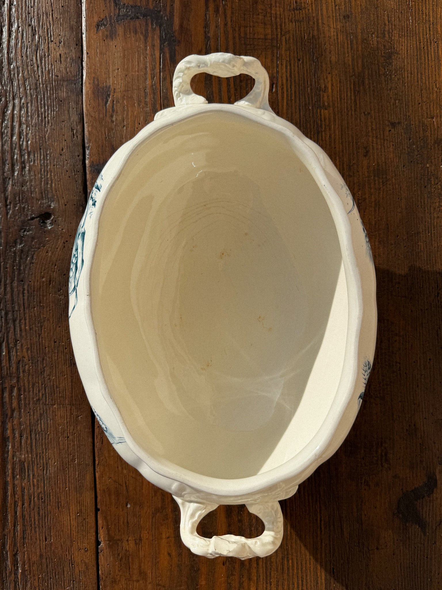 Starožitná polévková mísa s modrým dekorem