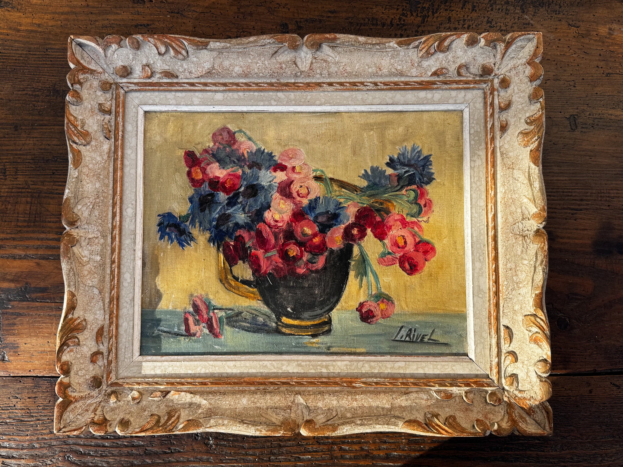 Olejomalba s květinovým motivem Lucie Rivel, 50. léta 20. století