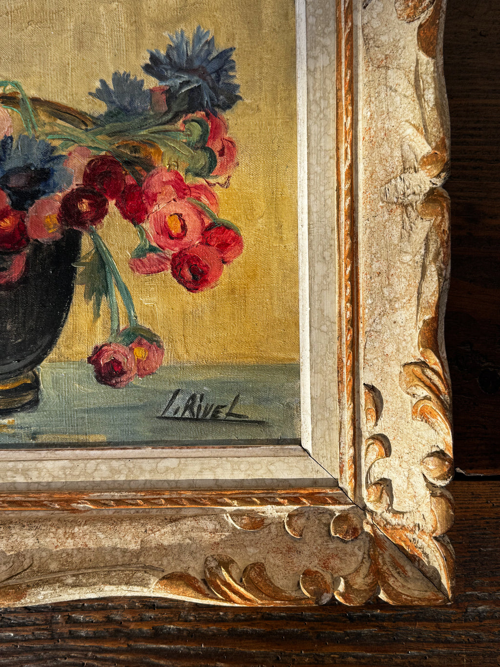 Olejomalba s květinovým motivem Lucie Rivel, 50. léta 20. století