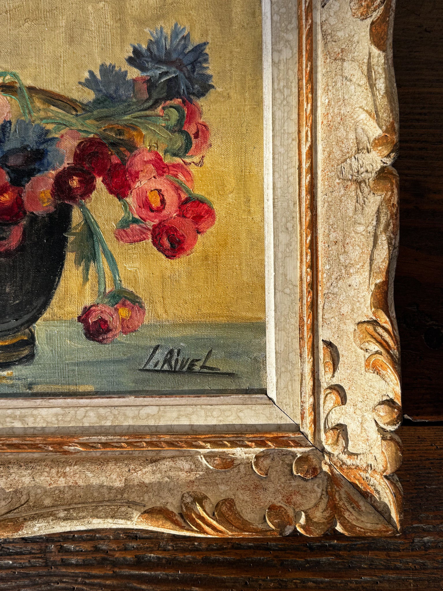 Olejomalba s květinovým motivem Lucie Rivel, 50. léta 20. století