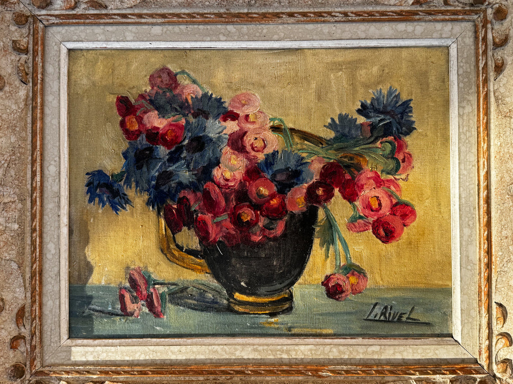 Olejomalba s květinovým motivem Lucie Rivel, 50. léta 20. století