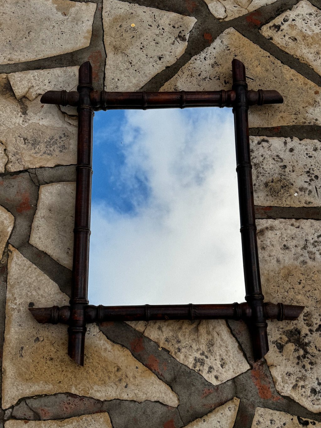 Zrcadlo s bambusově tvarovaným rámem 20. století