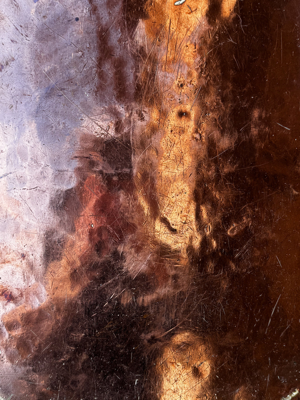 Velký měděný pekáč s mosaznými uchy 19. století