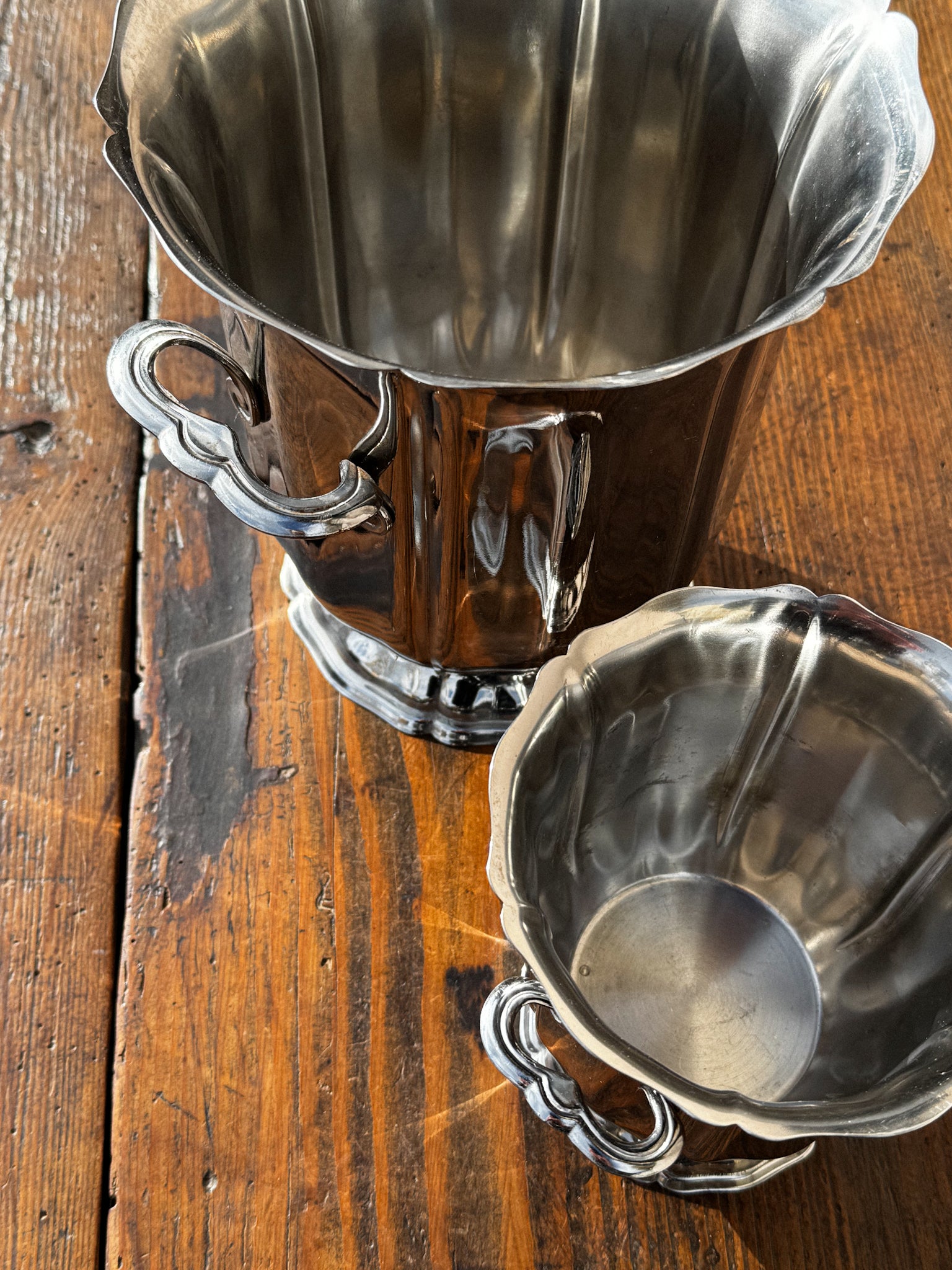 Vintage nerezový set na šampaňské a led Guy Degrenne